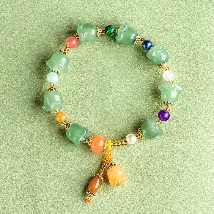 Buddha Stones Groene aventurijn magnolia bloem Armband - Groene aventurijn (geluk ♥ positiviteit) (Polsomtrek 14-18 cm) - image 0