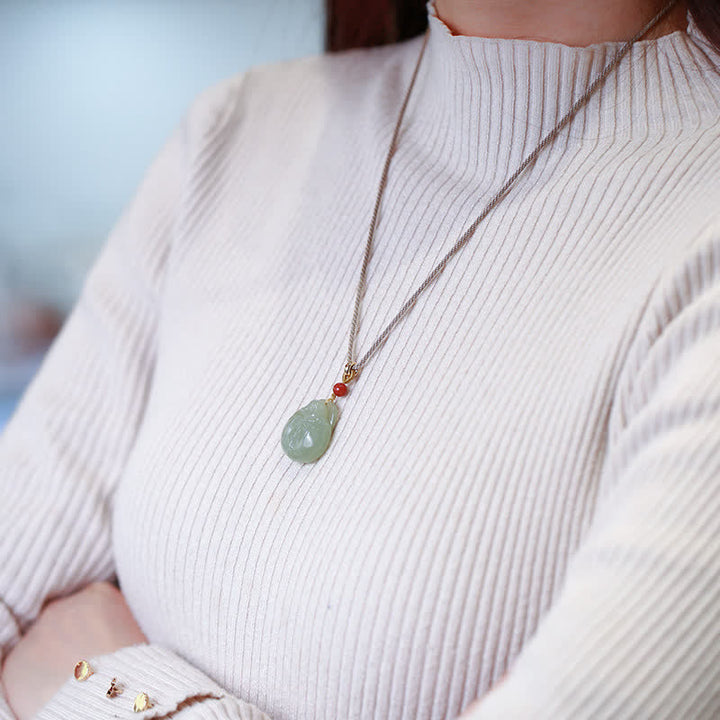 Buddha Stones Lachende Boeddha Hetian Jade Rijkdom Voorspoed Ketting - image 3
