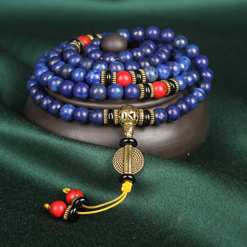 Buddha Stones Tibetaanse Mala Lapis Lazuli Lazuriet positieve Armband - 6mm* 108 - image 0