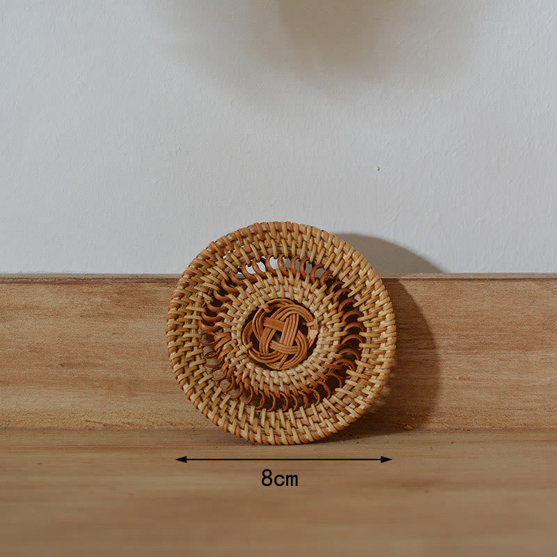 Keramische onderzetter van rotan met bloemenpatroon voor Theekopje - 8 cm holle onderzetter - image 7