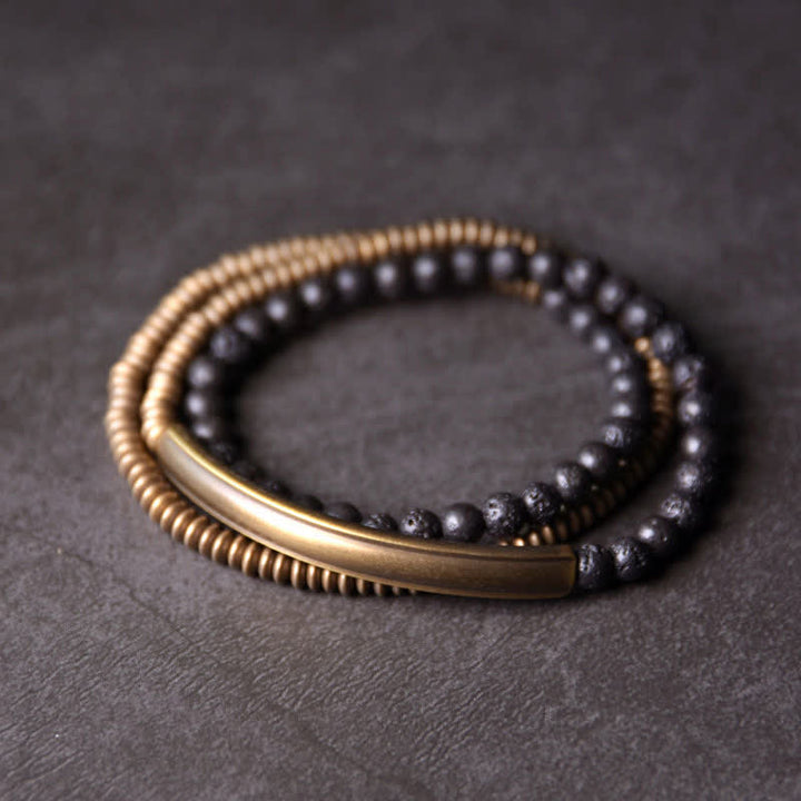Buddha Stones Vintage lavasteen koperen Armband - 18 cm - image 0