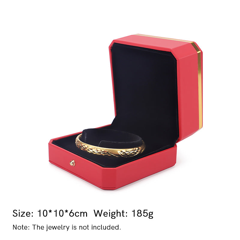 Buddha Stones Sieraden opbergdoos van PU-leer, geschenkdoos - Rood - Armband (10*10*6 cm) - image 21