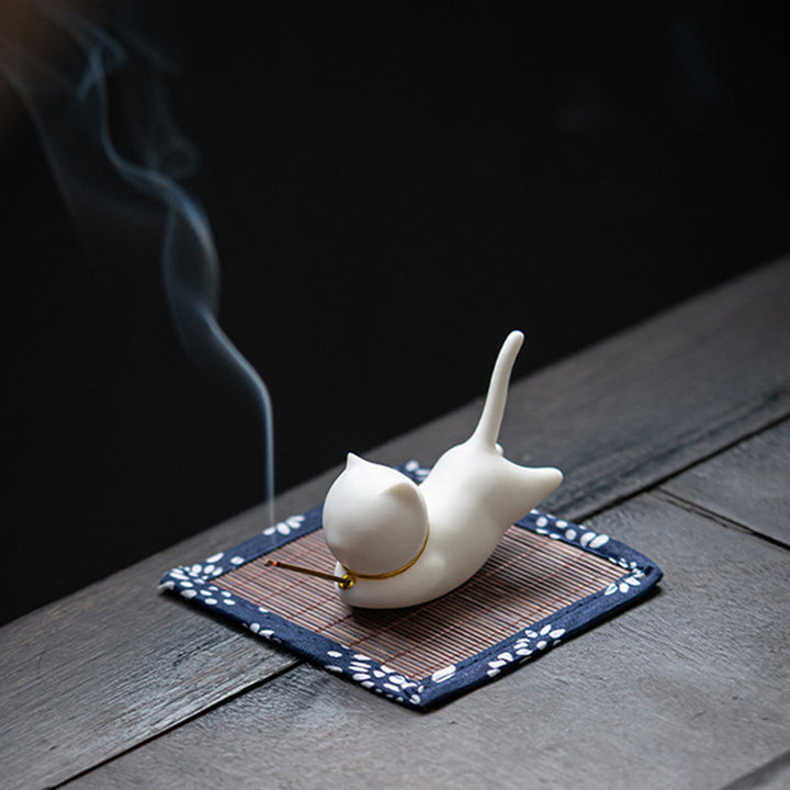 Mooie keramische Wierook met kat-panda-motief ter decoratie - image 6