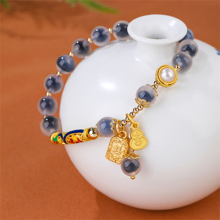 Buddha Stones Natuurlijke blauwe snoepagaat amulet Armband - image 1