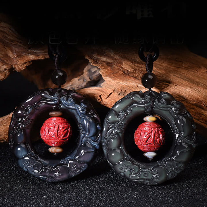 Buddha Stones Feng Shui Natuurlijke Regenboog Obsidiaan PiXiu Cinnaber Genezende Ketting - image 6