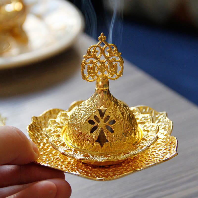 Onderzetter met bladgoud, spirituele mini-wierookbrander van Wierook metaal - image 1