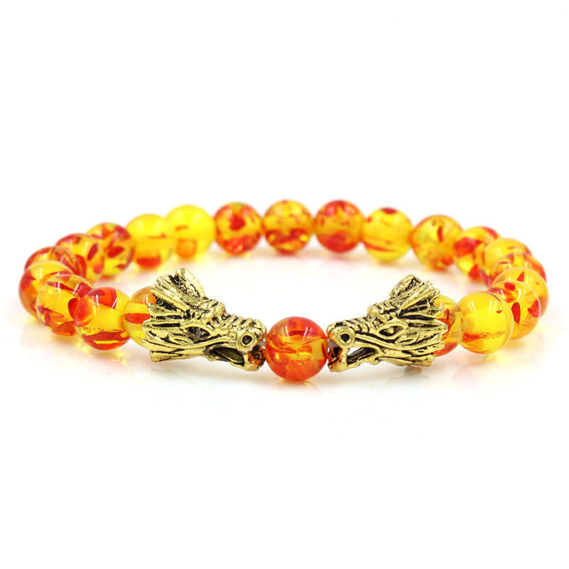 Buddha Stones Witte turkooizen lavasteen draak zegen Armband - image 13