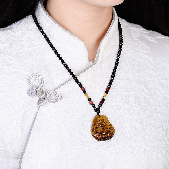 Buddha Stones Ketting met tijgeroog en lachende Boeddha. - image 5