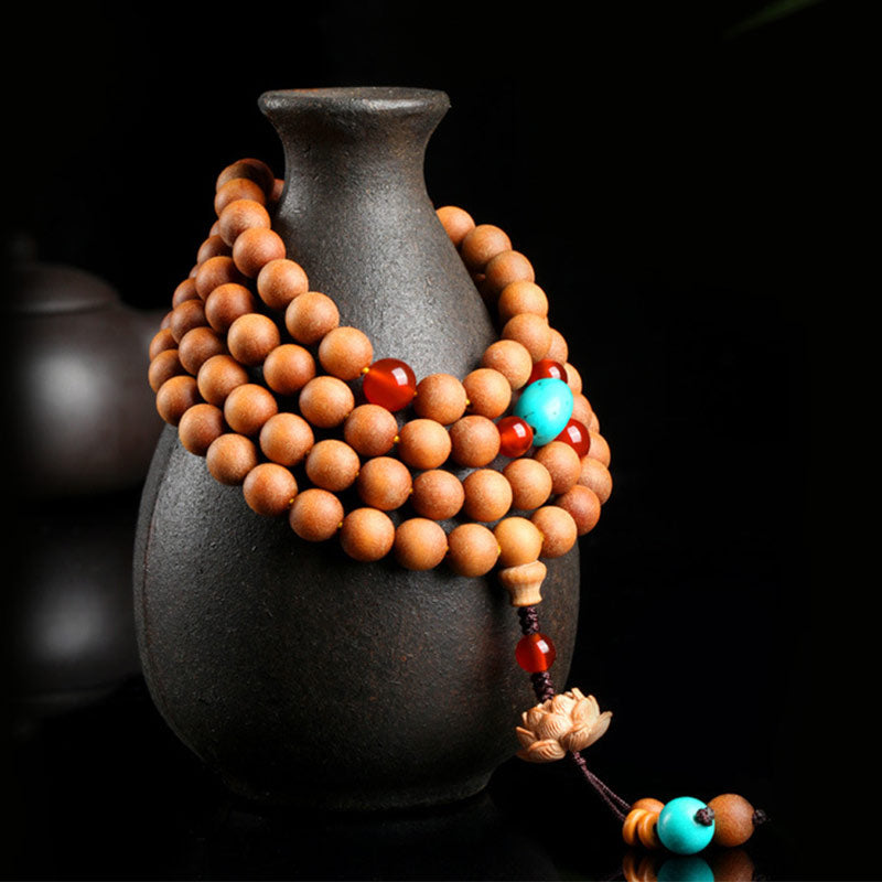 Buddha Stones Tibetaanse sandelhouten lotus verlichtingsamulet Mala Armband - image 1