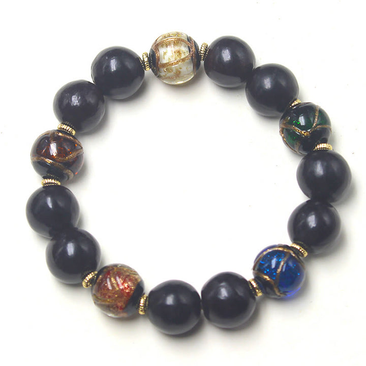 Buddha Stones Wierook met as van westerse zeepbes en Liuli-glaskralen als Armband van welvaart. - image 5