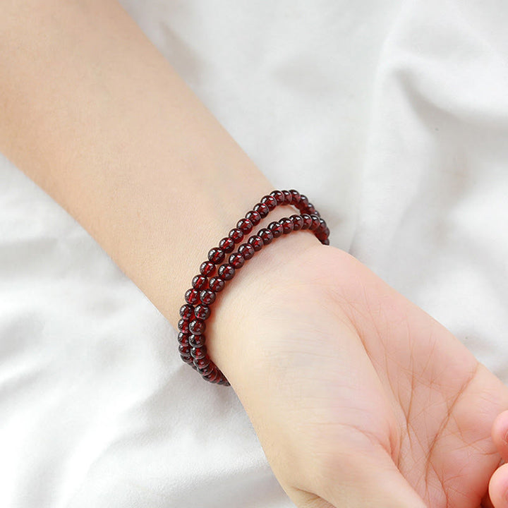 Buddha Stones 14K vergulde Armband met natuurlijke granaat en aardbeikwarts, dubbele wikkelconstructie - image 10