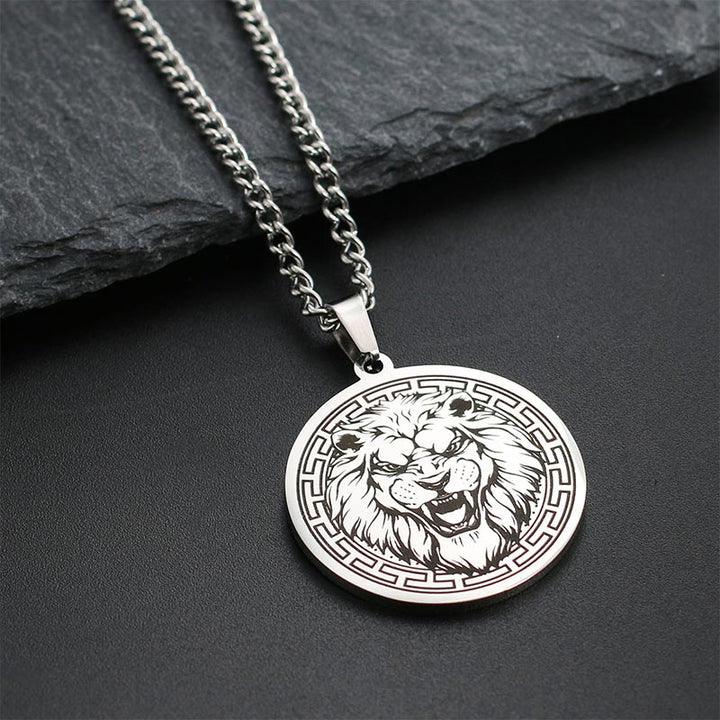 Buddha Stones Dierenvormige titanium stalen ketting met beschermende hanger - Zilveren Leeuw - image 6