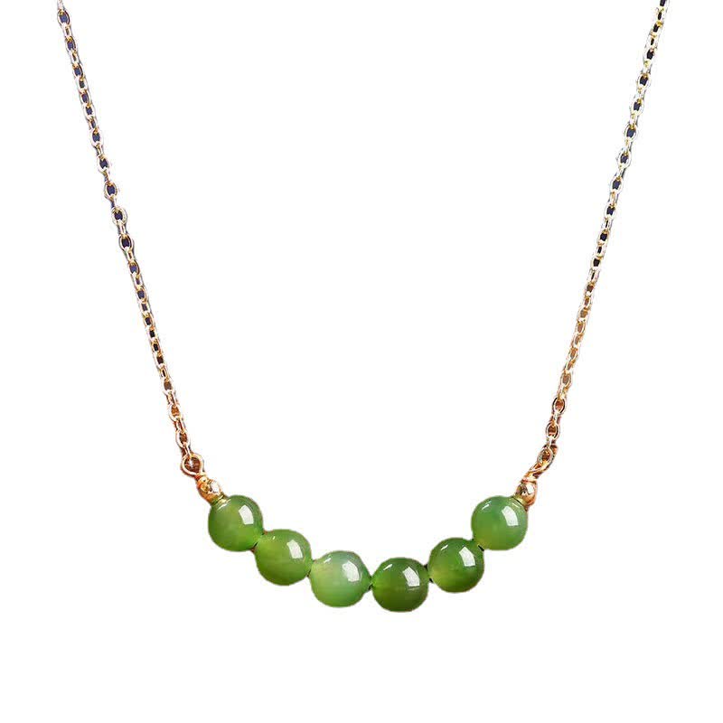 14k vergulde Hetian cyaan jade kralen Ketting - image 7
