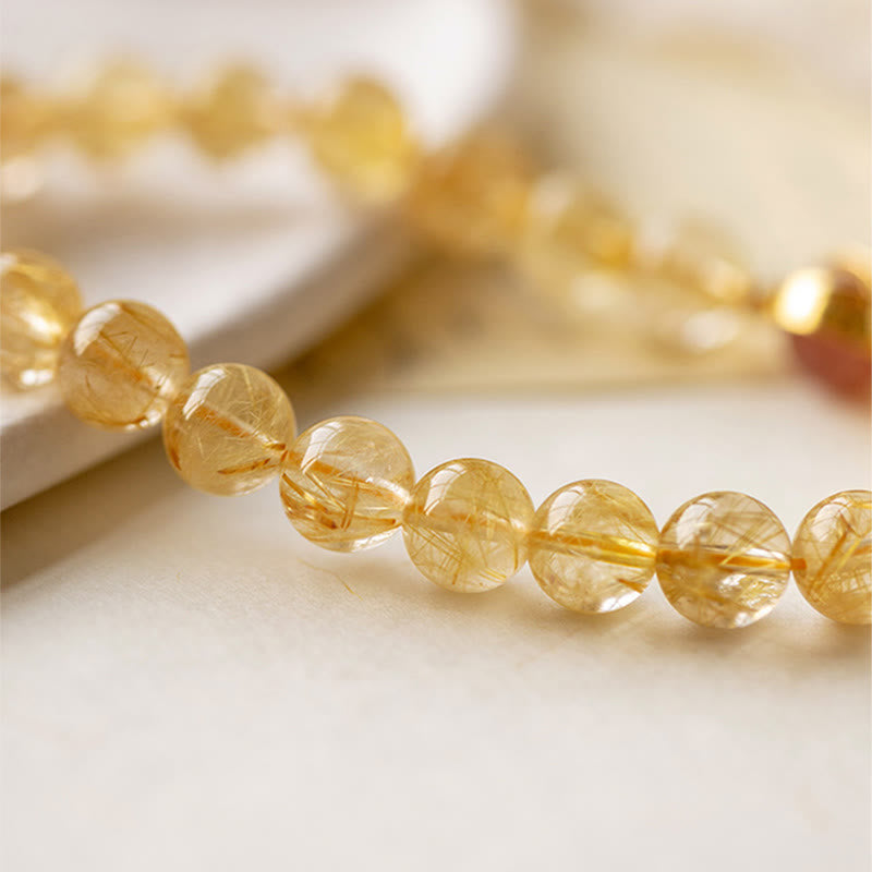 Buddha Stones Gouden rutielkwarts aardbeikwarts Armband - image 3