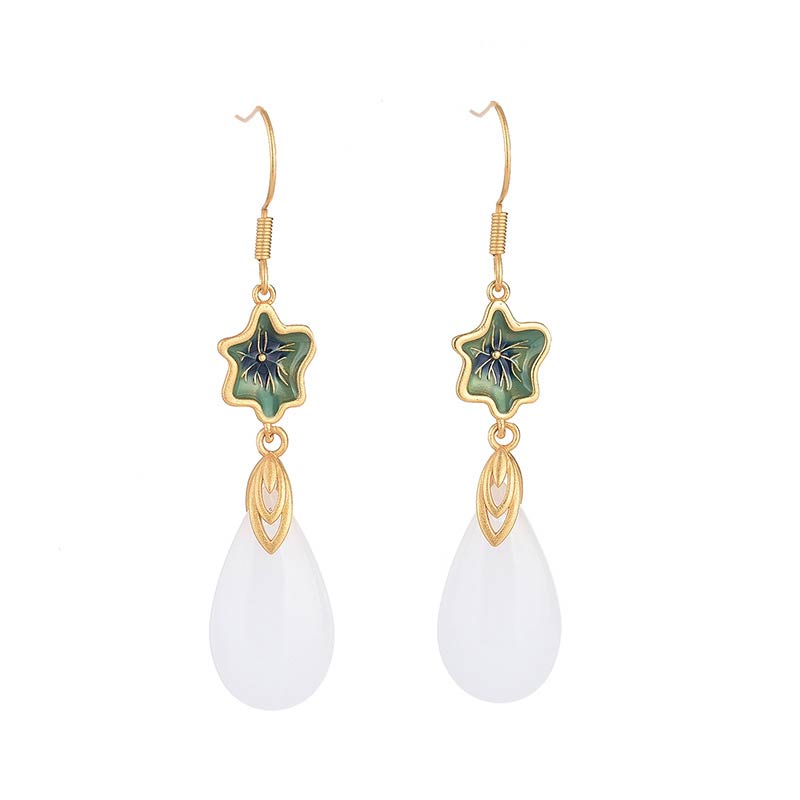 Buddha Stones Feng Shui witte jade Oorbellen - image 15