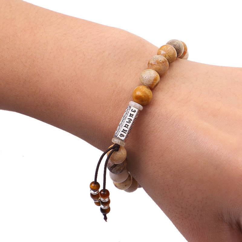 Buddha Stones Verweerde stenen Om Mani Padme Hum Versterkende Armband - image 3