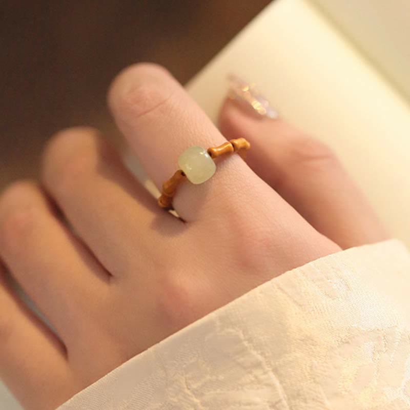 Buddha Stones Hetian jade kralen bamboe Ring - image 2
