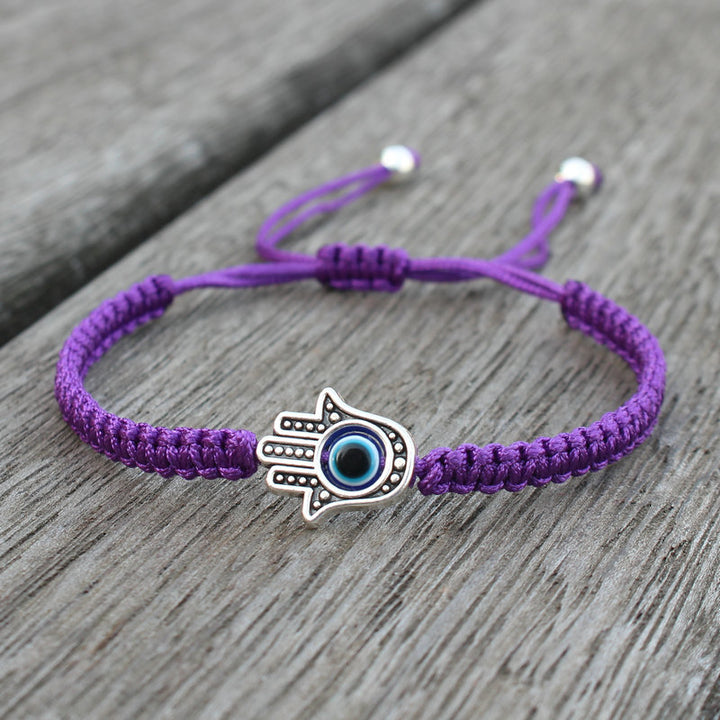 Buddha Stones Handgemaakte Hamsa-symbool Armband - Paars (Armband 16-24 Maat ) - image 5