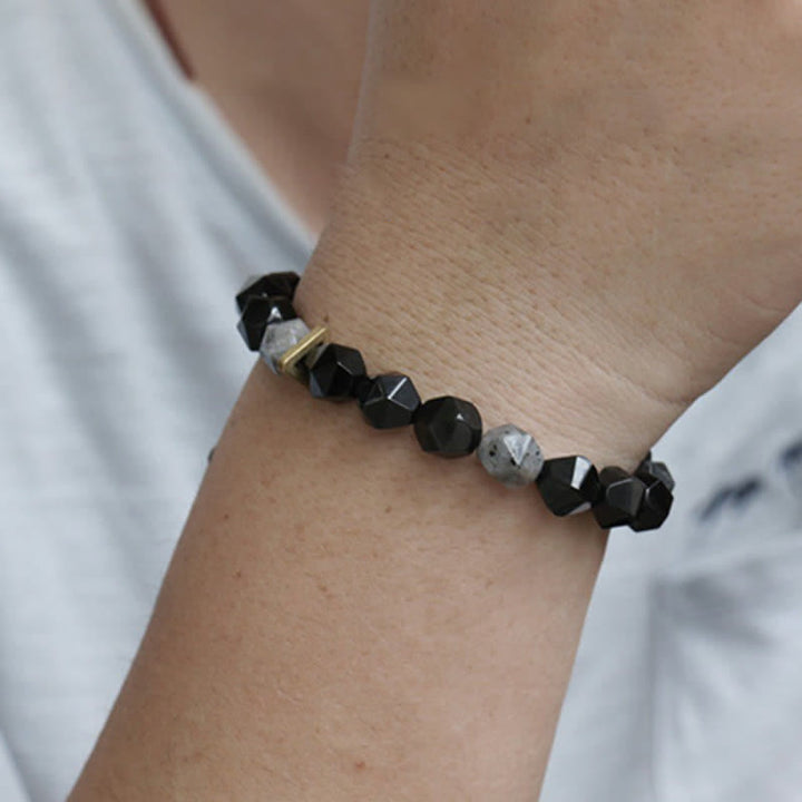 Buddha Stones Zwarte obsidiaan, zwarte glittersteen, Armband - image 4