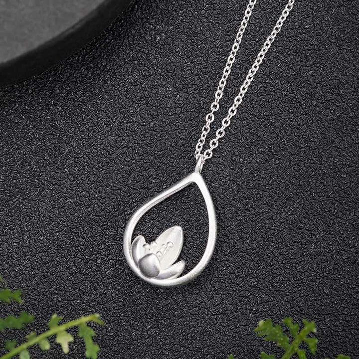 Buddha Stones 925 Sterling Zilveren Lotusbloem Bloemen Ketting - image 1