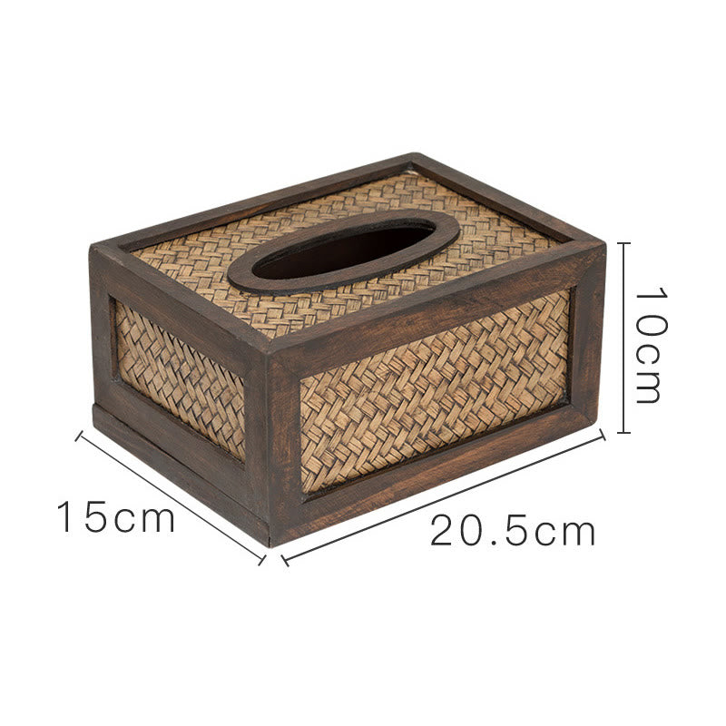 Handgemaakte tissuebox van geweven bamboe, houten tissuehouder, doosje voor vochtige doekjes, decoratie - 20,5*15*10 cm - Geschikt voor 120-150 tissues - image 2