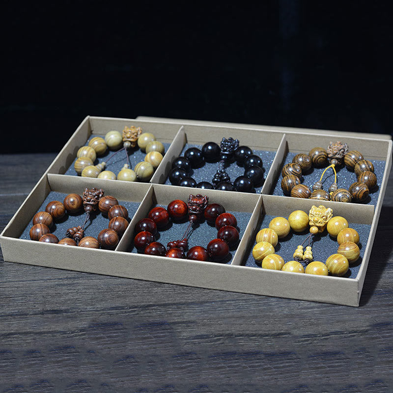 Buddha Stones Rozenhout, groene sandelhout, kleine bladeren, rode sandelhout, draak, gesneden Armband - image 20