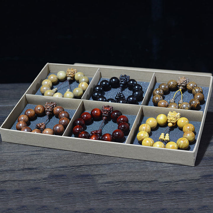 Buddha Stones Rozenhout, groene sandelhout, kleine bladeren, rode sandelhout, draak, gesneden Armband - image 20