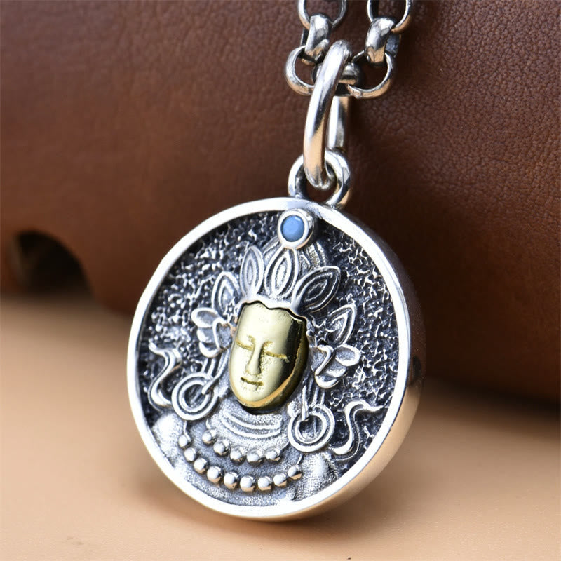 Buddha Stones 925 Sterling Zilveren Groene Tara Dubbele Dorje Vajra Ketting - image 0