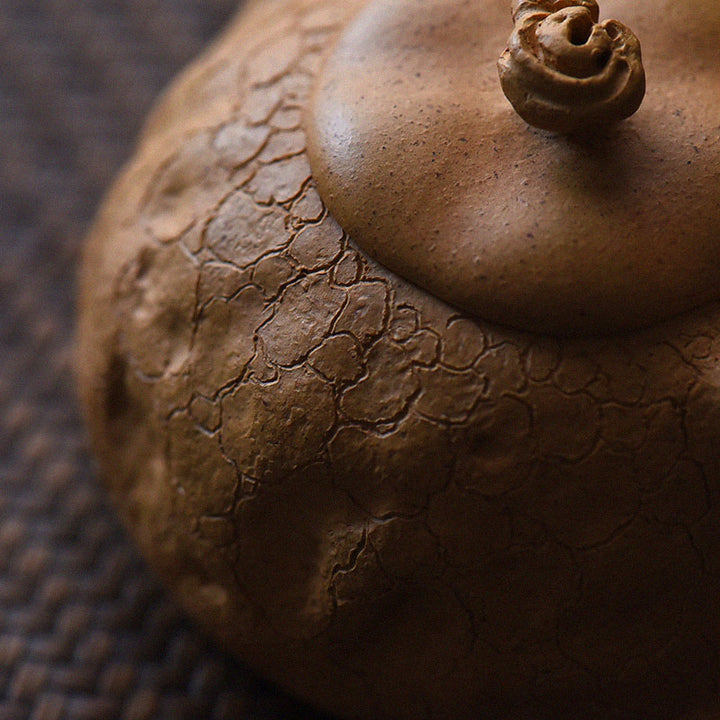 Buddha Stones Handgemaakte vintage theepot van paarse klei met boomstructuur en Kung Fu-thema, 220 ml. - image 4