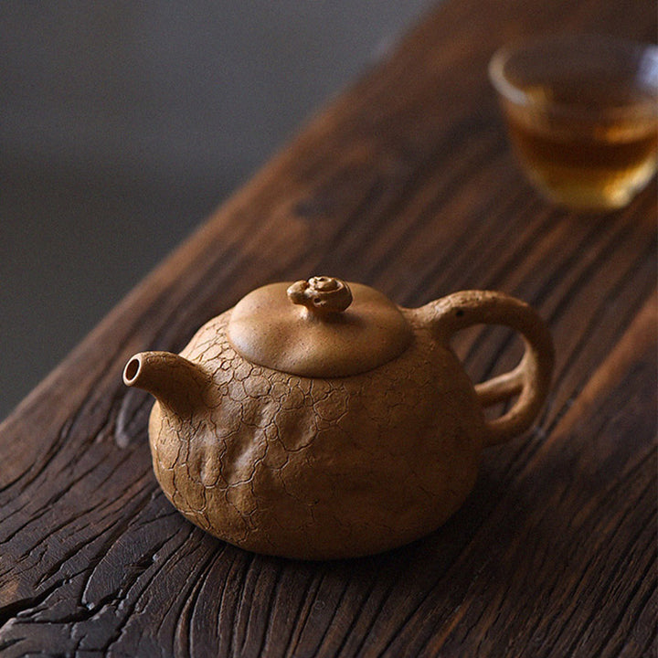 Buddha Stones Handgemaakte vintage theepot van paarse klei met boomstructuur en Kung Fu-thema, 220 ml. - image 5