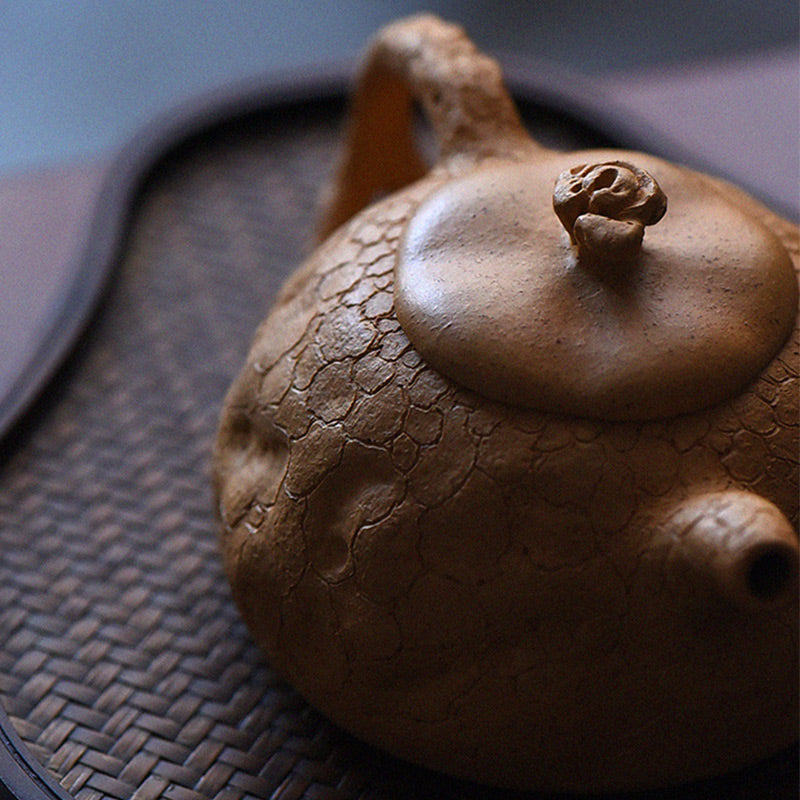 Buddha Stones Handgemaakte vintage theepot van paarse klei met boomstructuur en Kung Fu-thema, 220 ml. - image 16