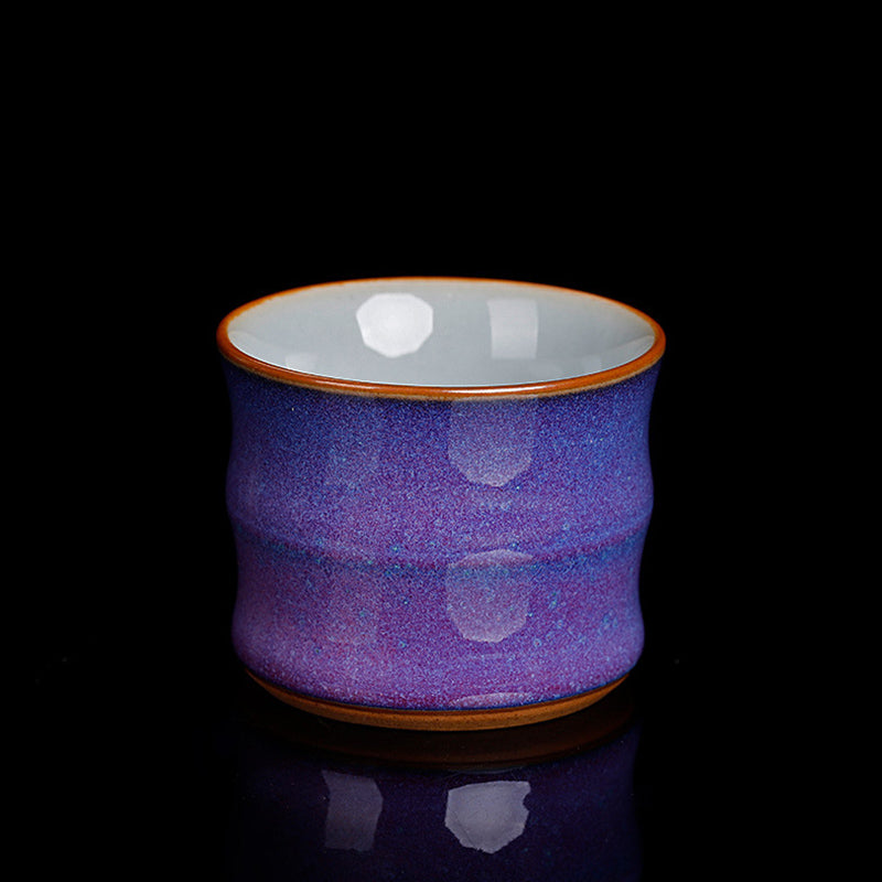 Buddha Stones Keramisch theekopje met bamboedesign en Kung Fu- Theekopje - Paars 6cm*4,8cm*80ml - image 0