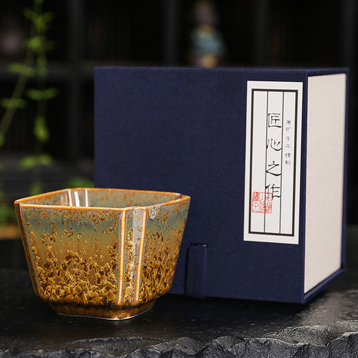 Buddha Stones Kleurrijk bruin keramisch theekopje met Kung Fu Theekopje - 7,4 cm * 5,7 cm * 150 ml - Inclusief geschenkdoos - image 17