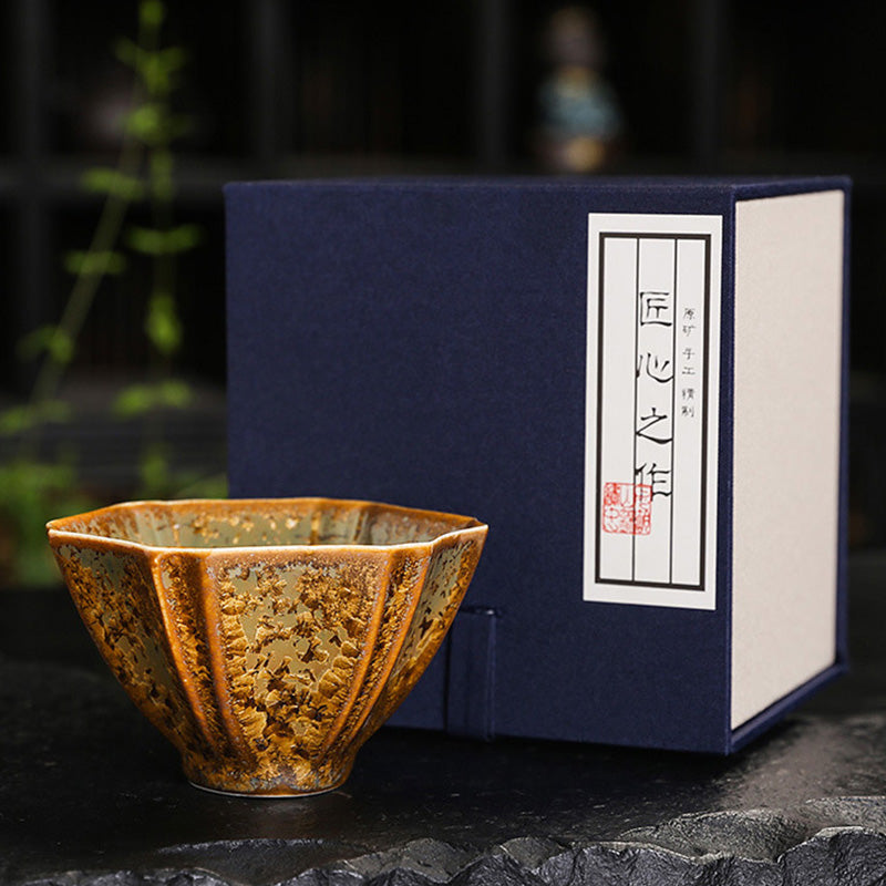 Buddha Stones Kleurrijk bruin keramisch theekopje met Kung Fu Theekopje - 9,2 cm * 5,5 cm * 120 ml - Inclusief geschenkdoos - image 20