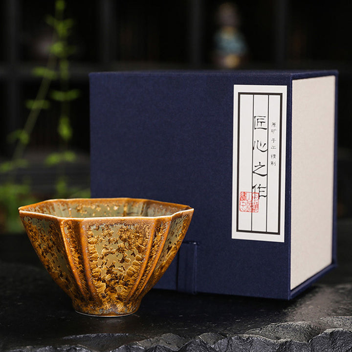 Buddha Stones Kleurrijk bruin keramisch theekopje met Kung Fu Theekopje - 9,2 cm * 5,5 cm * 120 ml - Inclusief geschenkdoos - image 20
