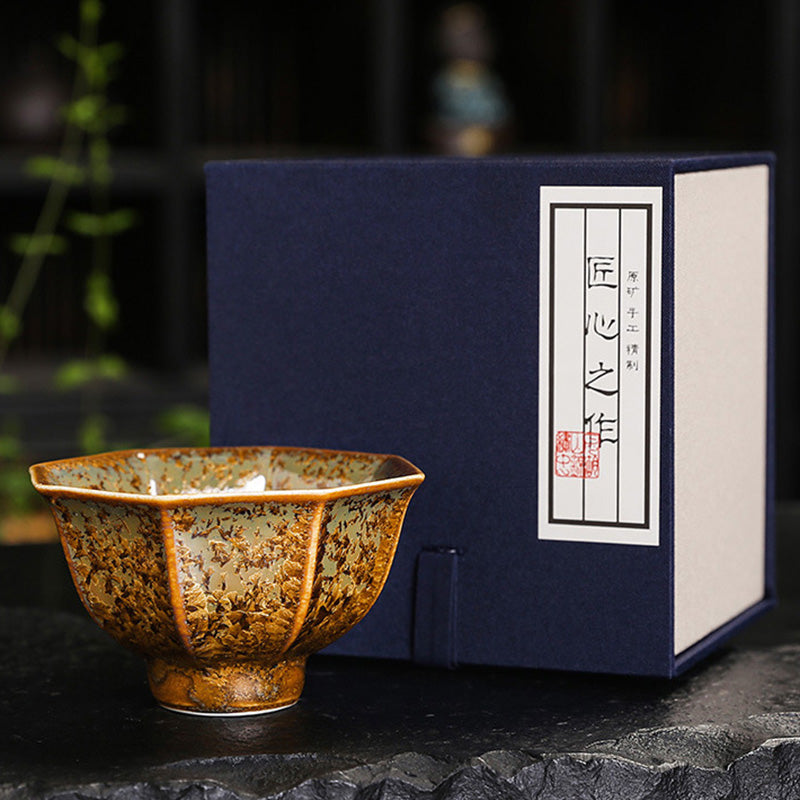 Buddha Stones Kleurrijk bruin keramisch theekopje met Kung Fu Theekopje - 8,9 cm * 5,3 cm * 120 ml - Inclusief geschenkdoos - image 26