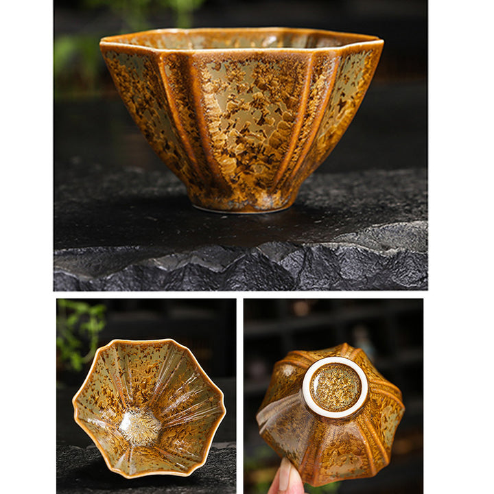 Buddha Stones Kleurrijk bruin keramisch theekopje met Kung Fu Theekopje - image 19