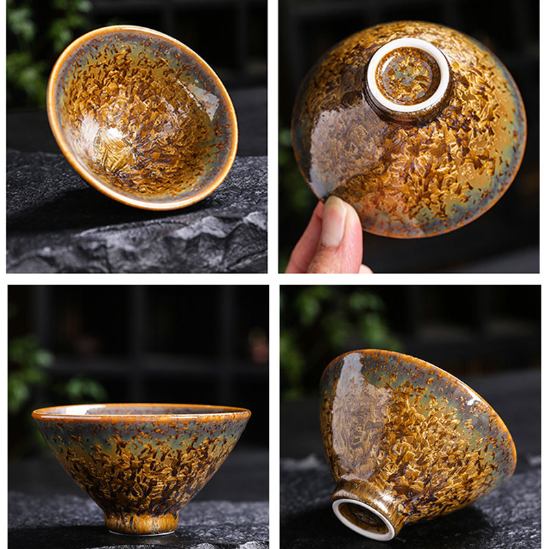 Buddha Stones Kleurrijk bruin keramisch theekopje met Kung Fu Theekopje - image 11