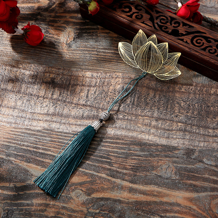 Buddha Stones Lotusbloem Nieuw Begin Metalen Messing Holle Boekenlegger - Lotus - image 0