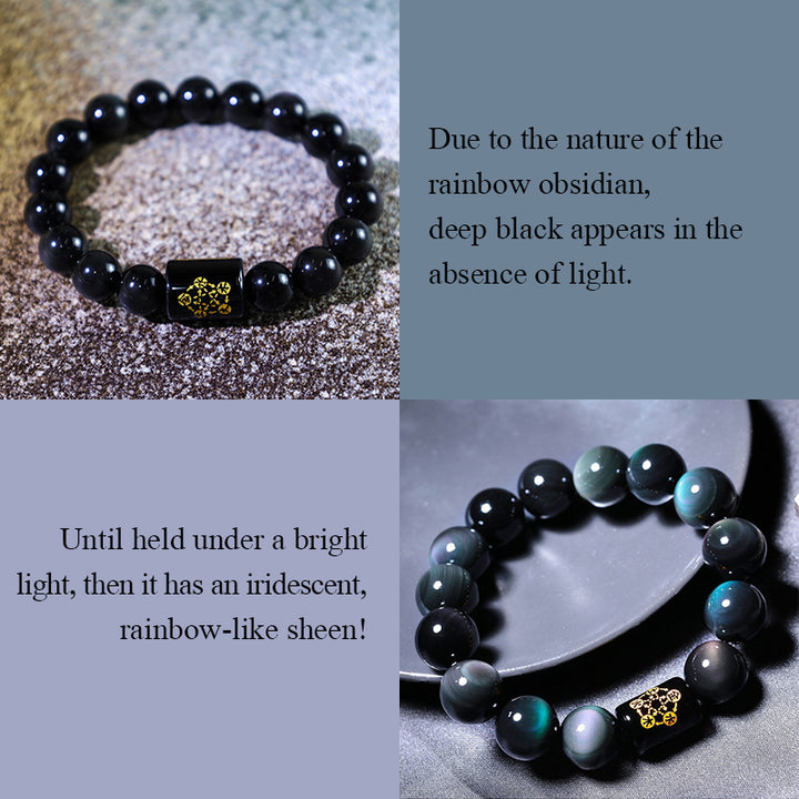 Buddha Stones Armband van natuurlijke regenboogobsidiaan voor positieve transformatie - image 8