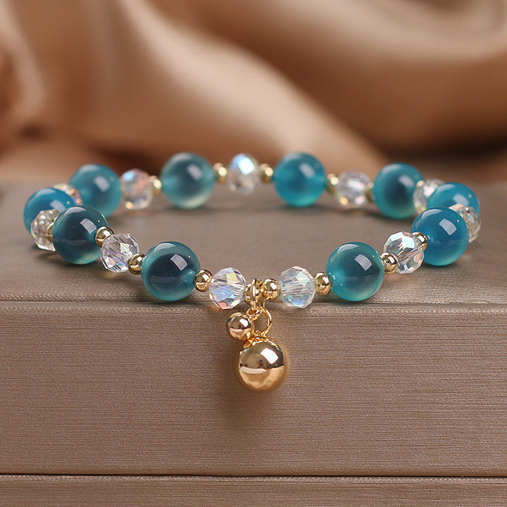 Buddha Stones Armband met bedeltjes van snoepagaat en helende harmoniekralen - Blauwe snoepagaat (Polsomtrek 14-17 cm) - image 0