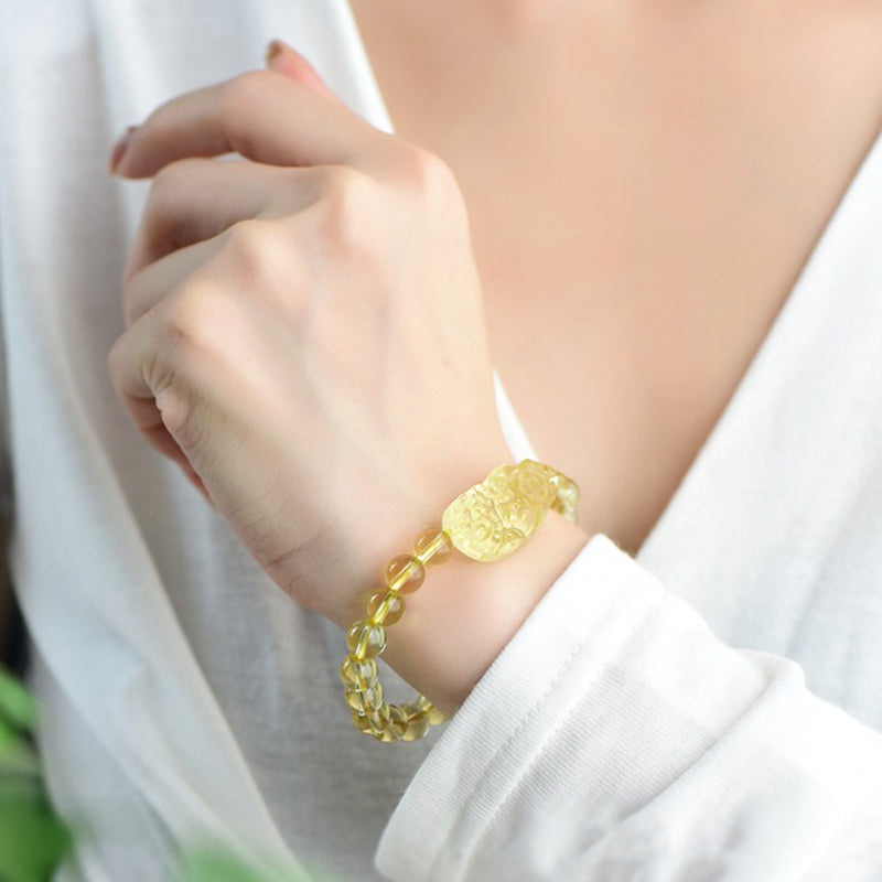 Buddha Stones Feng Shui Citrien PiXiu Rijkdom Armband - image 6
