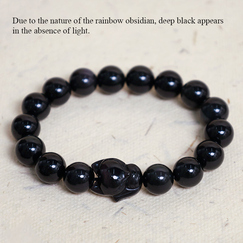 Buddha Stones Regenboog Obsidiaan Vos Helende Positieve Armband - image 6
