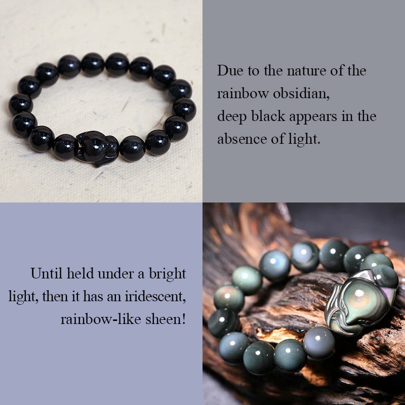 Buddha Stones Regenboog Obsidiaan Vos Helende Positieve Armband - image 4