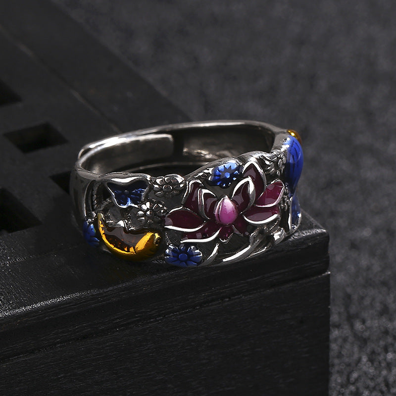Buddha Stones Koi-vis Lotusbloemblad ontwerp Geluks- en Ring - image 9
