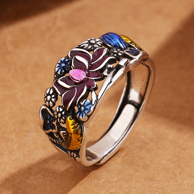 Buddha Stones Koi-vis Lotusbloemblad ontwerp Geluks- en Ring - image 1
