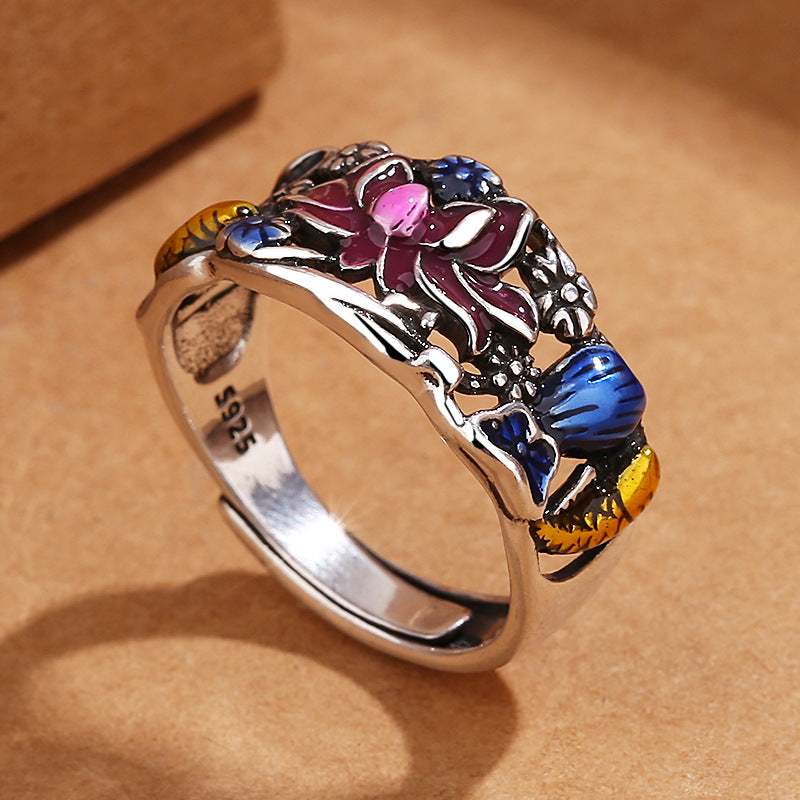 Buddha Stones Koi-vis Lotusbloemblad ontwerp Geluks- en Ring - image 3