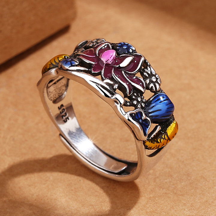 Buddha Stones Koi-vis Lotusbloemblad ontwerp Geluks- en Ring - image 3