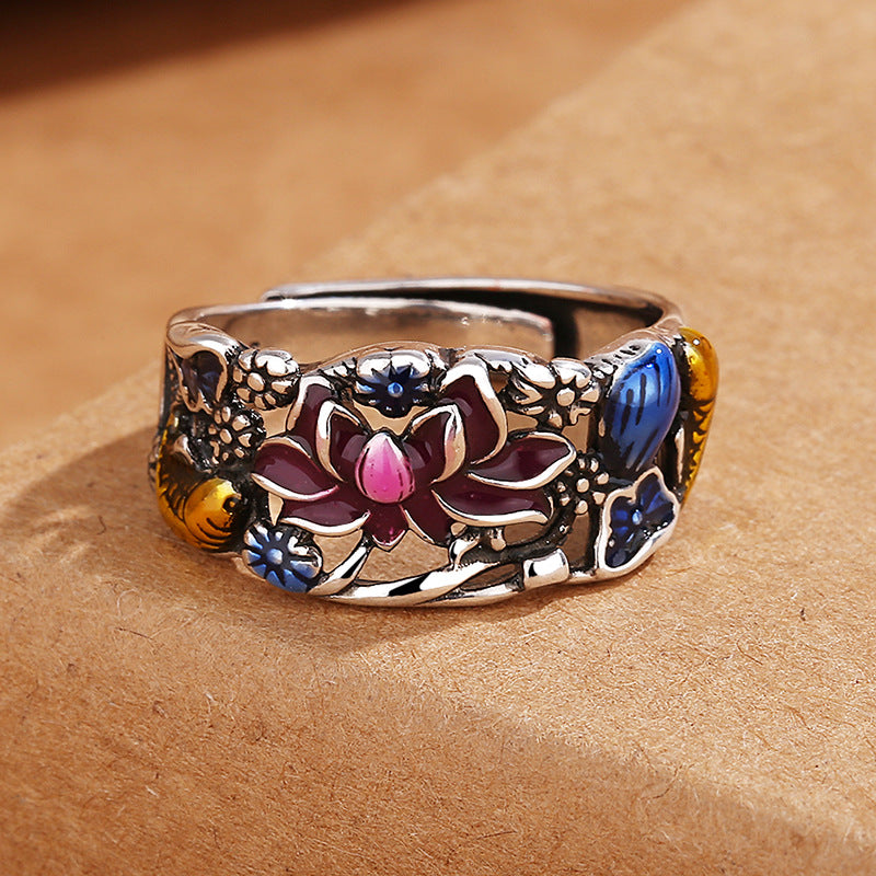 Buddha Stones Koi-vis Lotusbloemblad ontwerp Geluks- en Ring - image 2