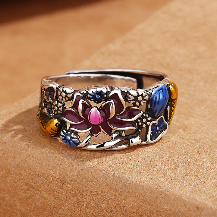 Buddha Stones Koi-vis Lotusbloemblad ontwerp Geluks- en Ring - image 2